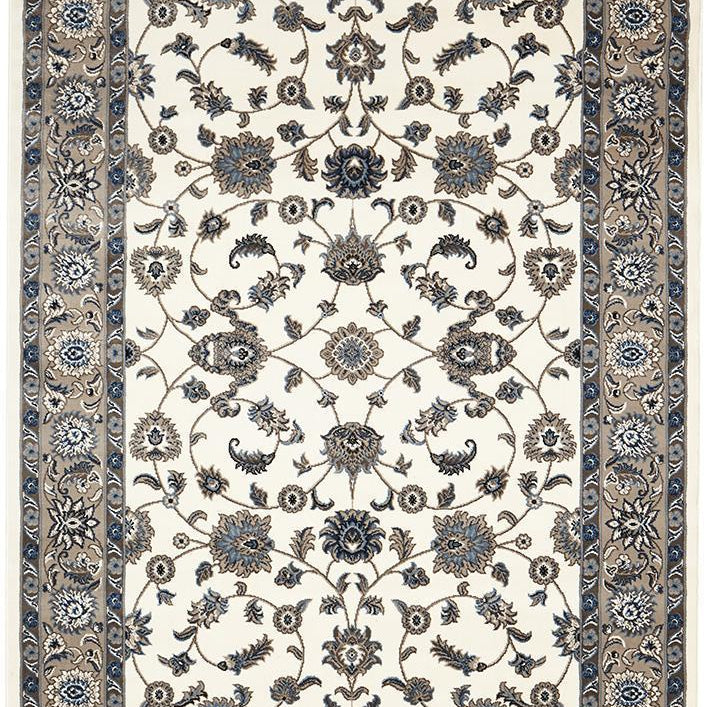 Sydney Collection Classic Rug White With Beige Border