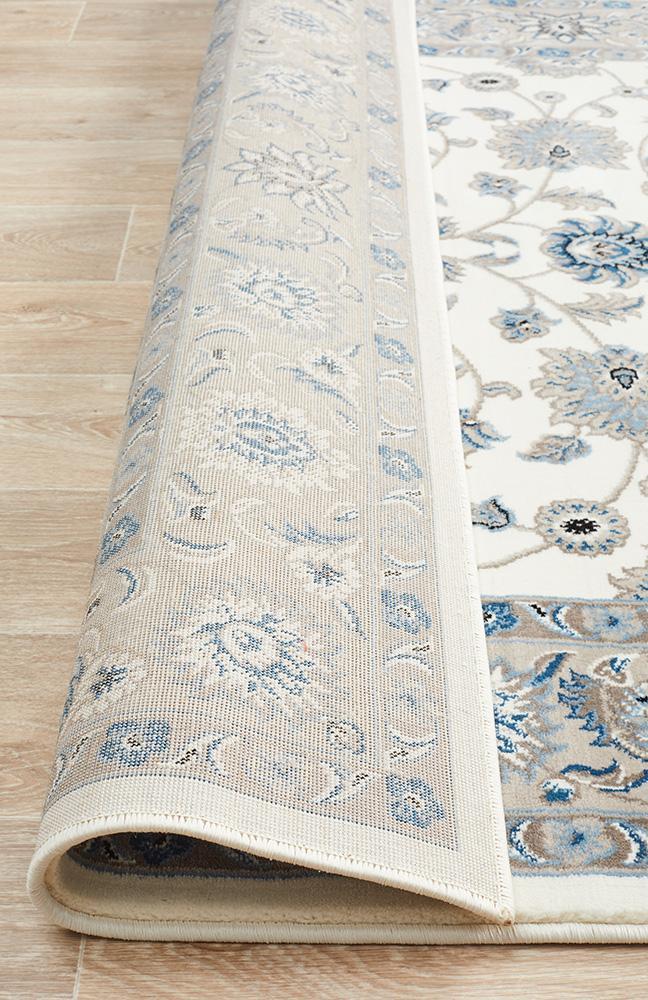 Sydney Collection Classic Rug White With Beige Border