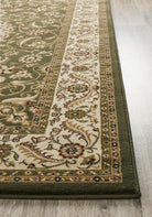 Sydney Collection Medallion Rug Green With Ivory Border